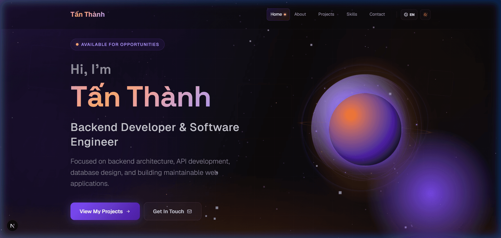 Developer Portfolio preview